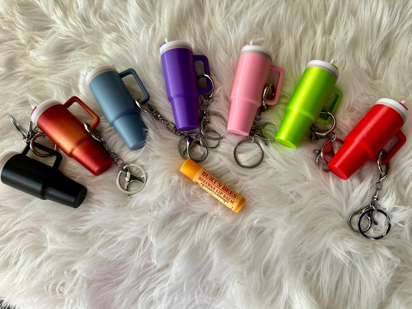 Tumbler Keychain Chapstick and Trinket Holder