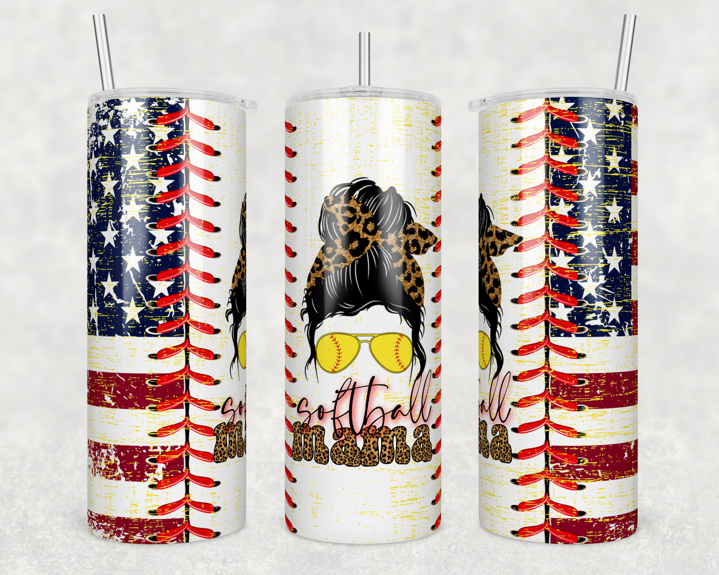 Softball Mama Flag 20 ounce Sublimation Tumbler BTD