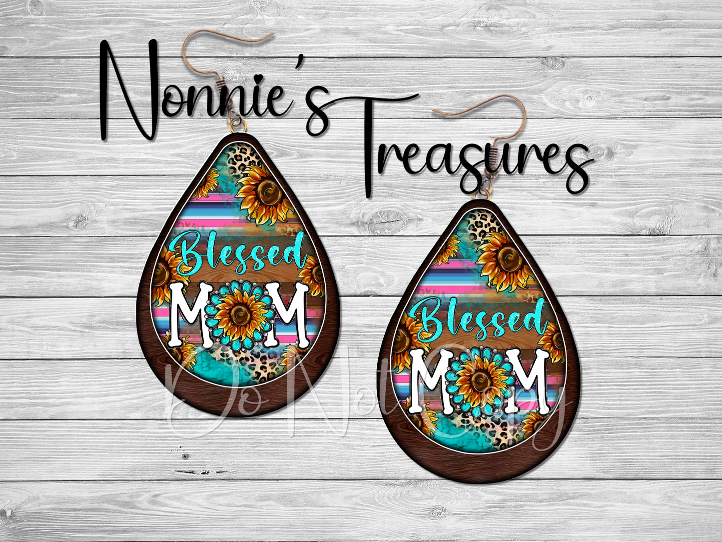 Blessed Mom Sunflower Serape Earrings Nonnie's Treasures