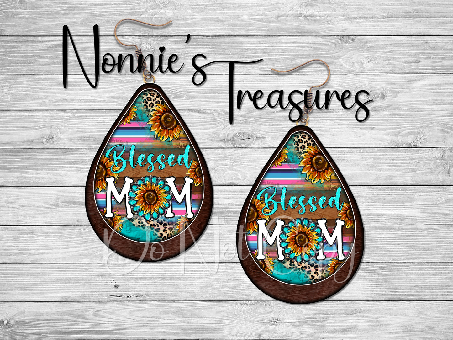 Blessed Mom Sunflower Cheetah Leopard Serape Earrings Nonnie's Treasures