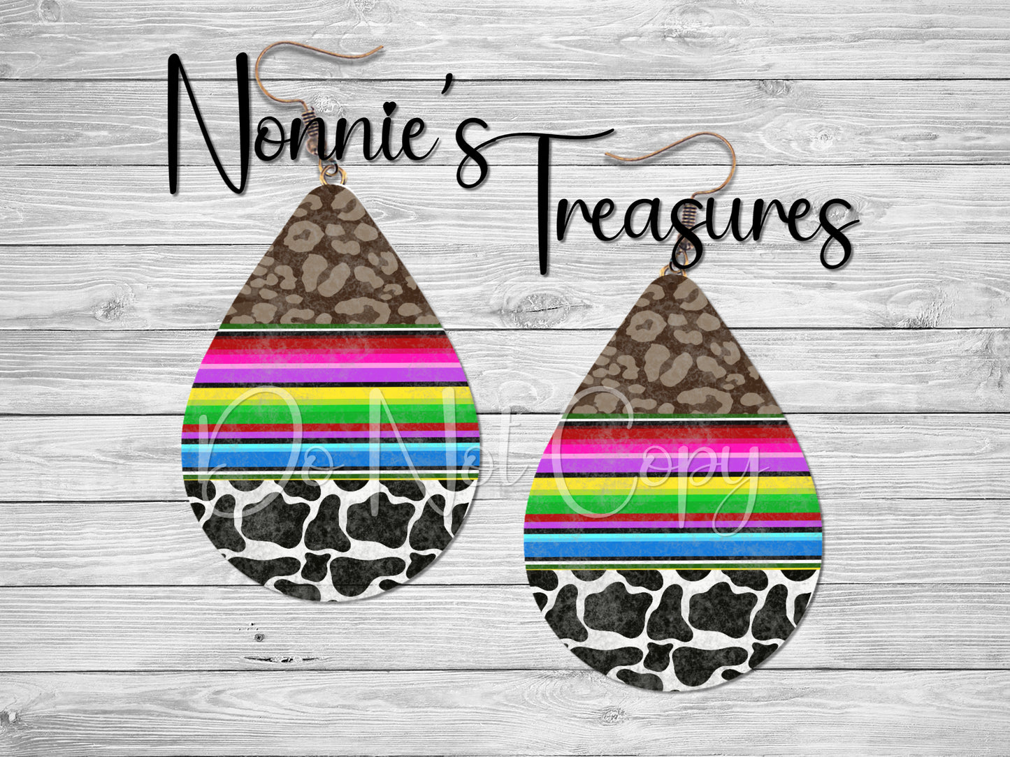 Cheetah Leopard Cow Serape Earrings Nonnie's Treasures