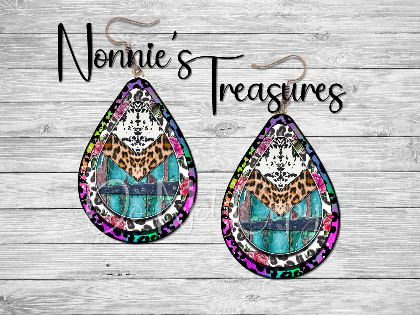 Cheetah Leopard Rainbow cow rustic Western 34 Earrings Nonnie's Treasures