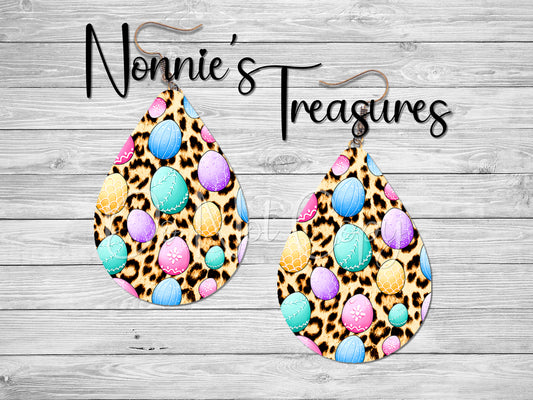 Easter Egg Cheetah Leopard  Print Earrings Nonnie's Treasures