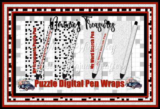 Puzzles- Crossword and Word Search Pen Wraps- Digital Download