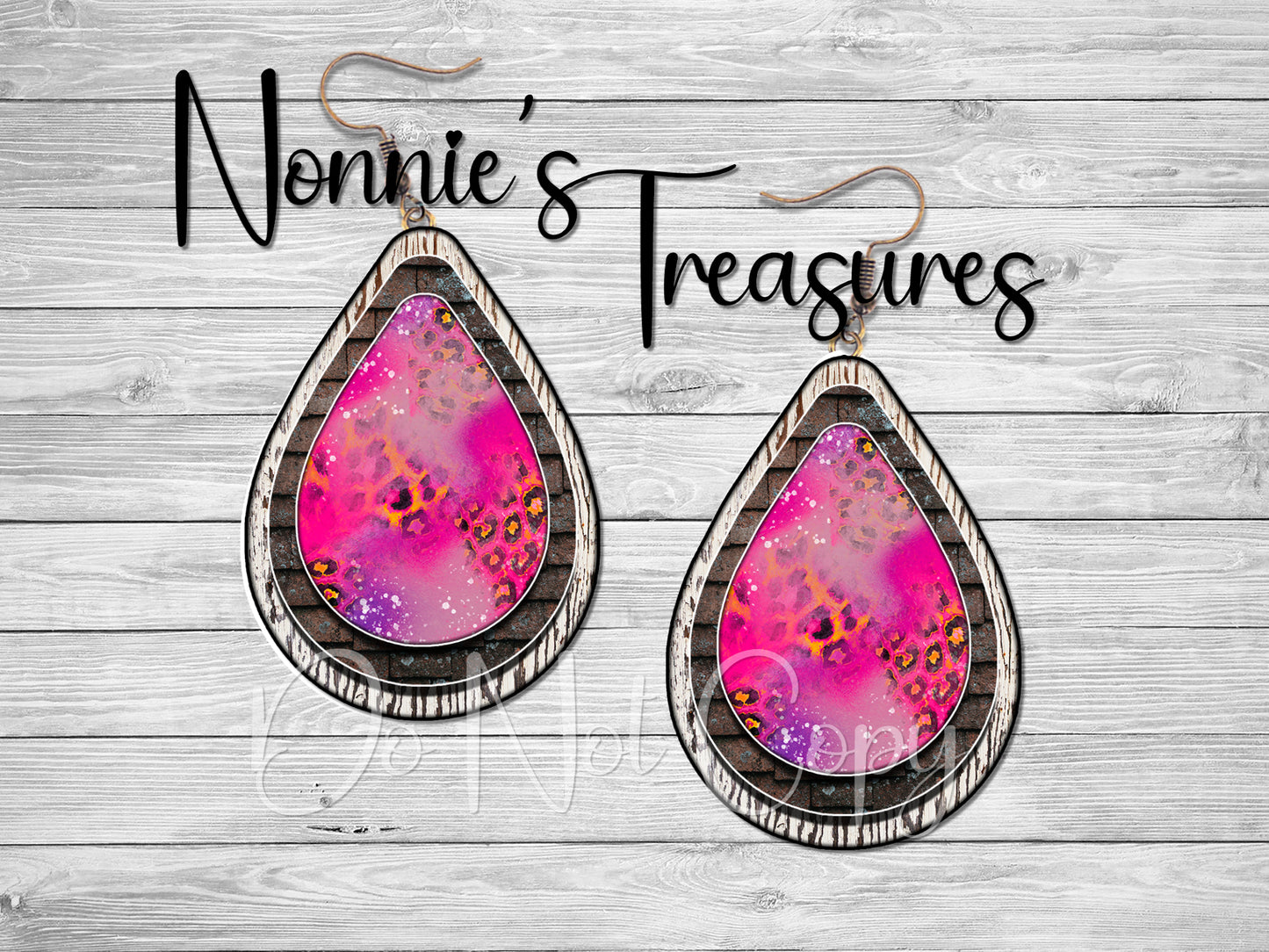 Rustic Western Cheetah Leopard Pink Purple Earrings Nonnie's Treasures