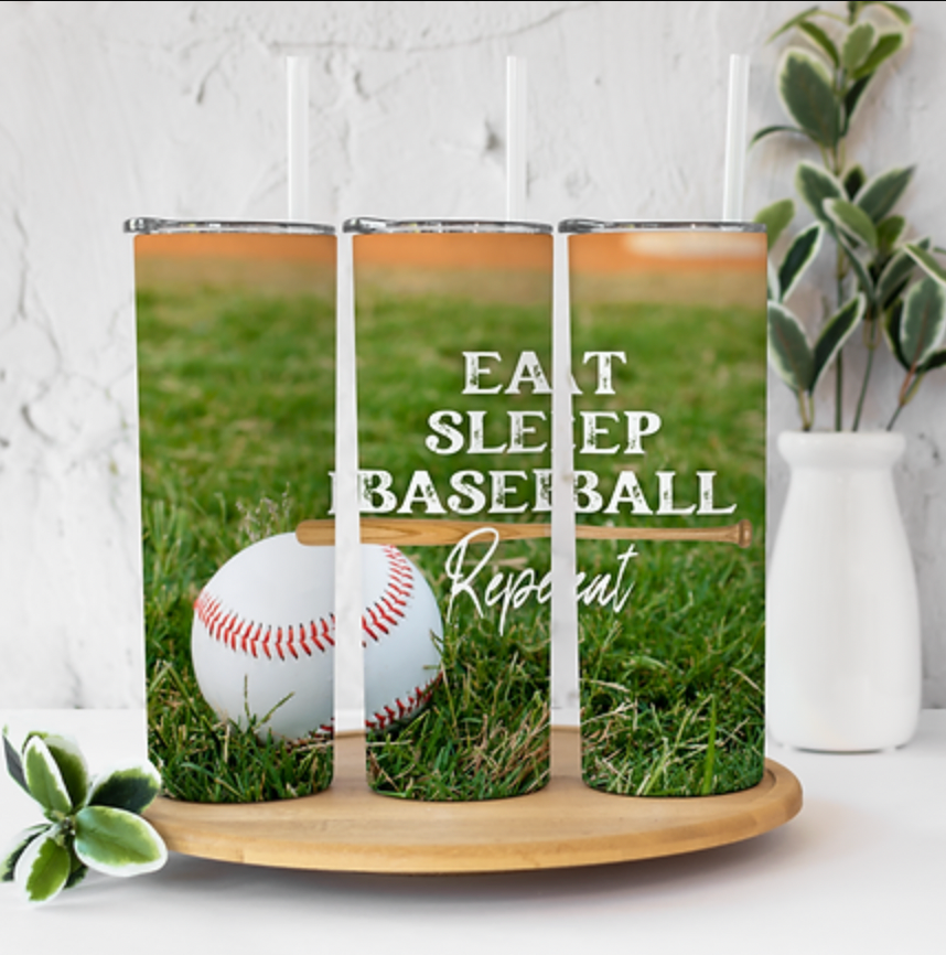 Baseball Eat Sleep Baseball Repeat 20 ounce Sublimation Tumbler BTD