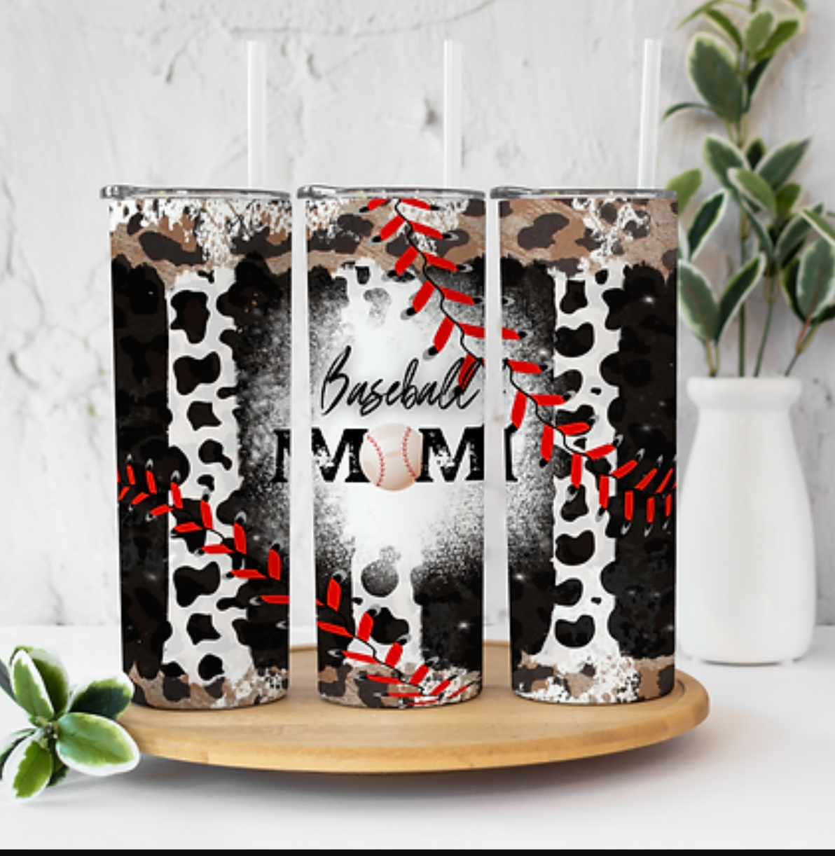 Baseball Mom Cow Print 20 ounce Sublimation Tumbler BTD