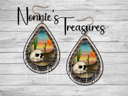 Skull Western Cactus Earrings Nonnie's Treasures