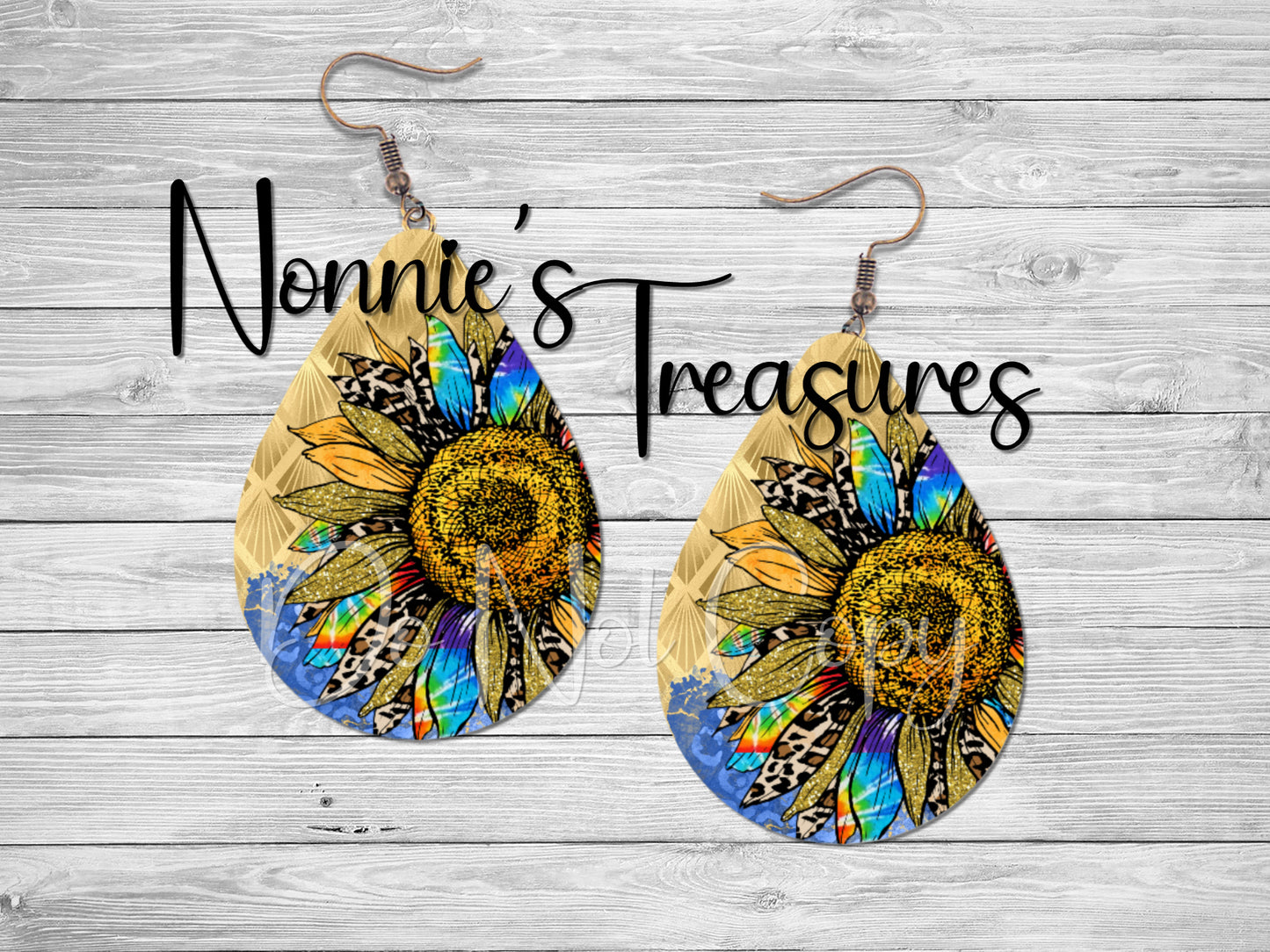 Sunflower Cheetah Leopard colorful Earrings Nonnie's Treasures