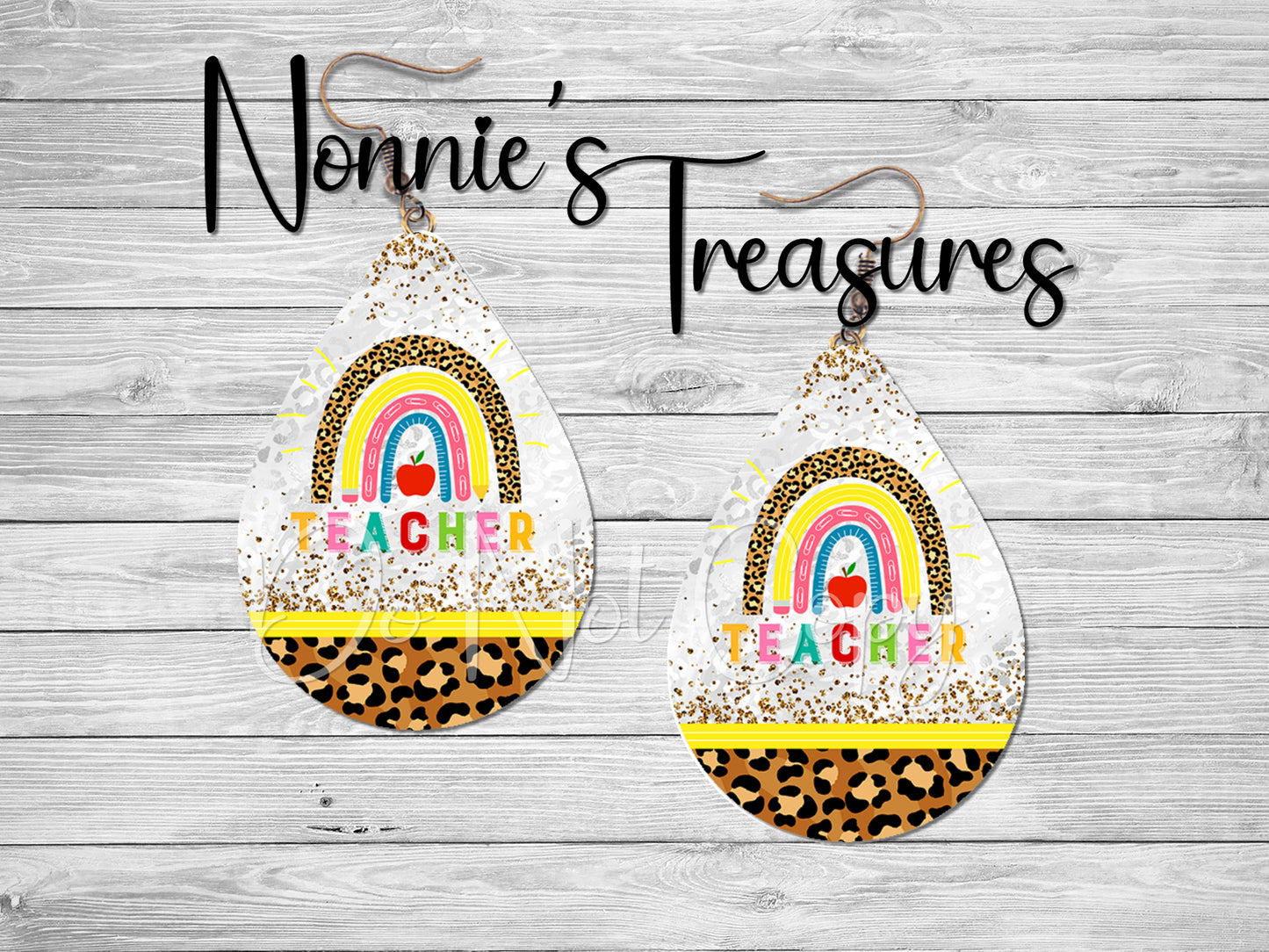 Teacher Rainbow Cheetah Leopard Earrings Nonnie's Treasures