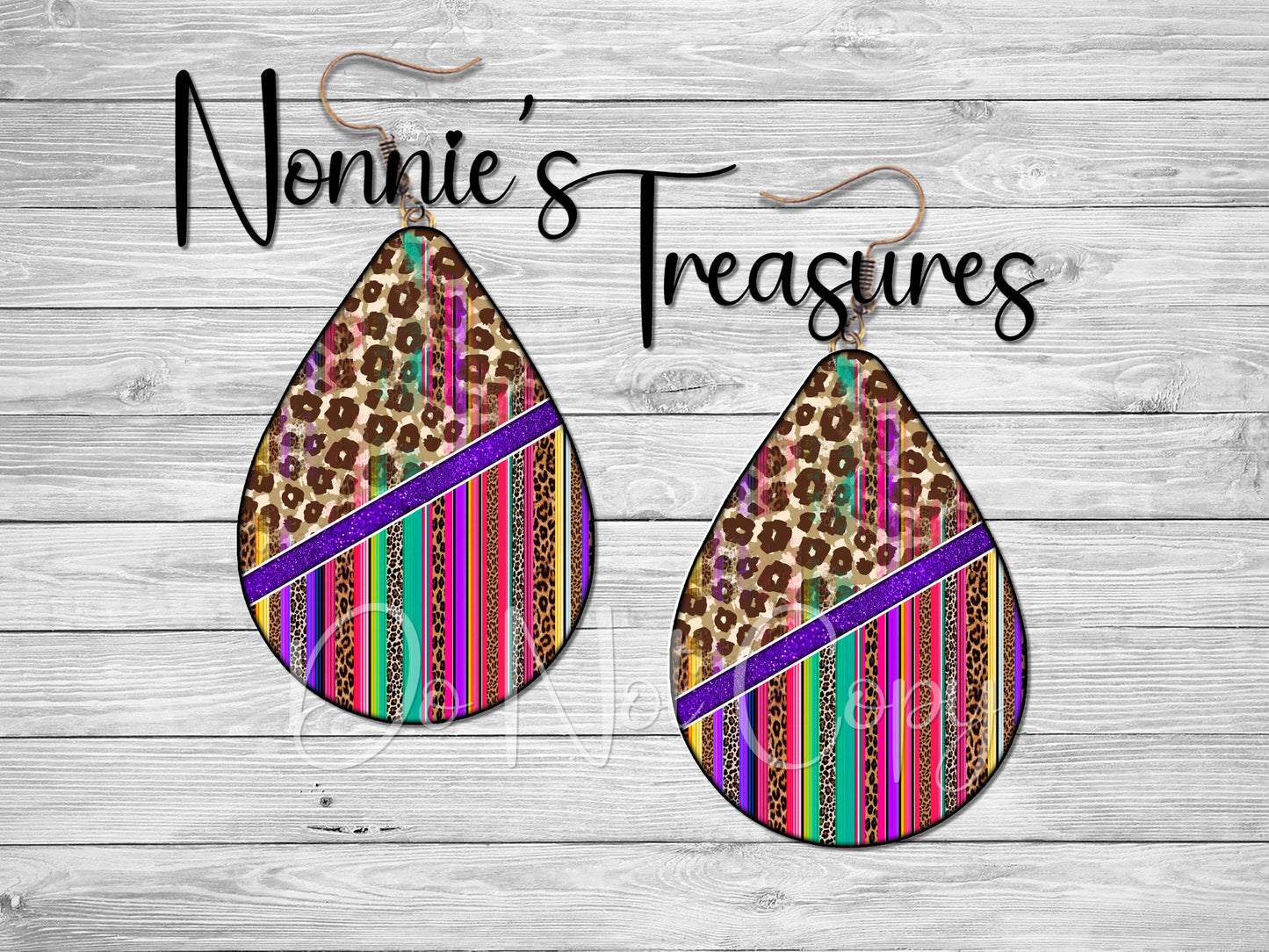Western Cheetah Leopard Serape Earrings Nonnie's Treasures