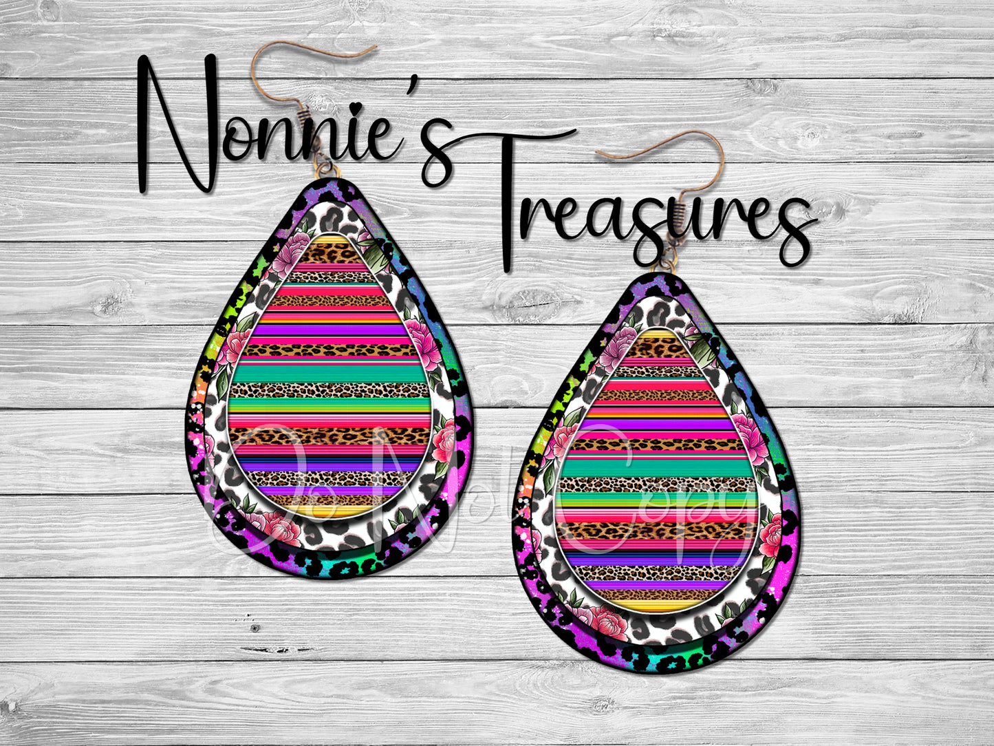 Western Cheetah Leopard Serape colorful 40 Earrings Nonnie's Treasures