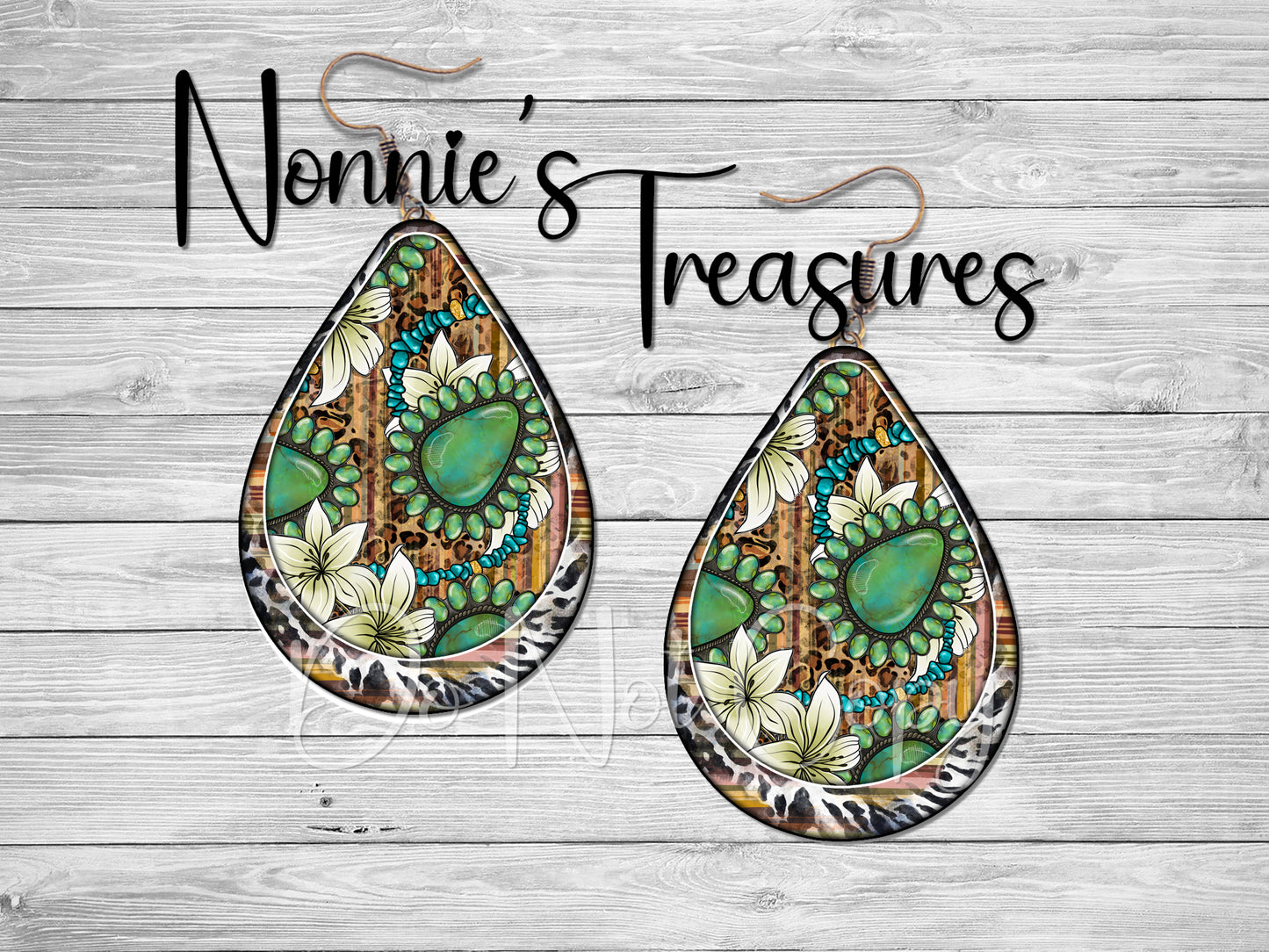 Western Cheetah Leopard Zebra Turquoise Nonnie's Treasures