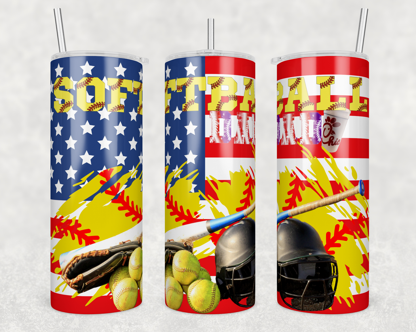 Softball Dad Flag 20 ounce Sublimation Tumbler BTD