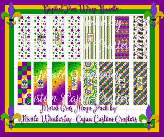 Mardi Gras Mega Bundle Pen Wraps- Digital File