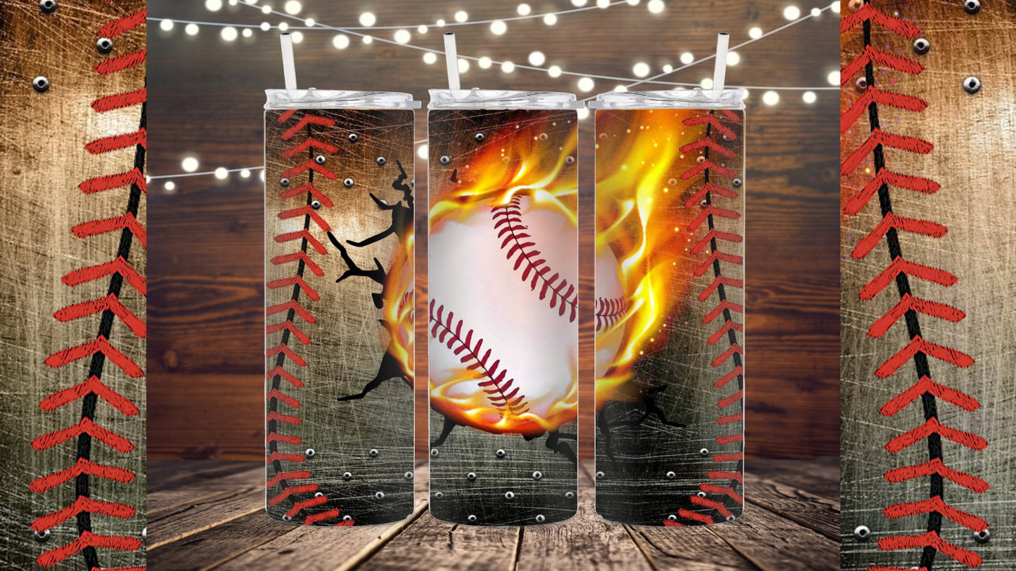 Baseball Flames 20 ounce Sublimation Tumbler