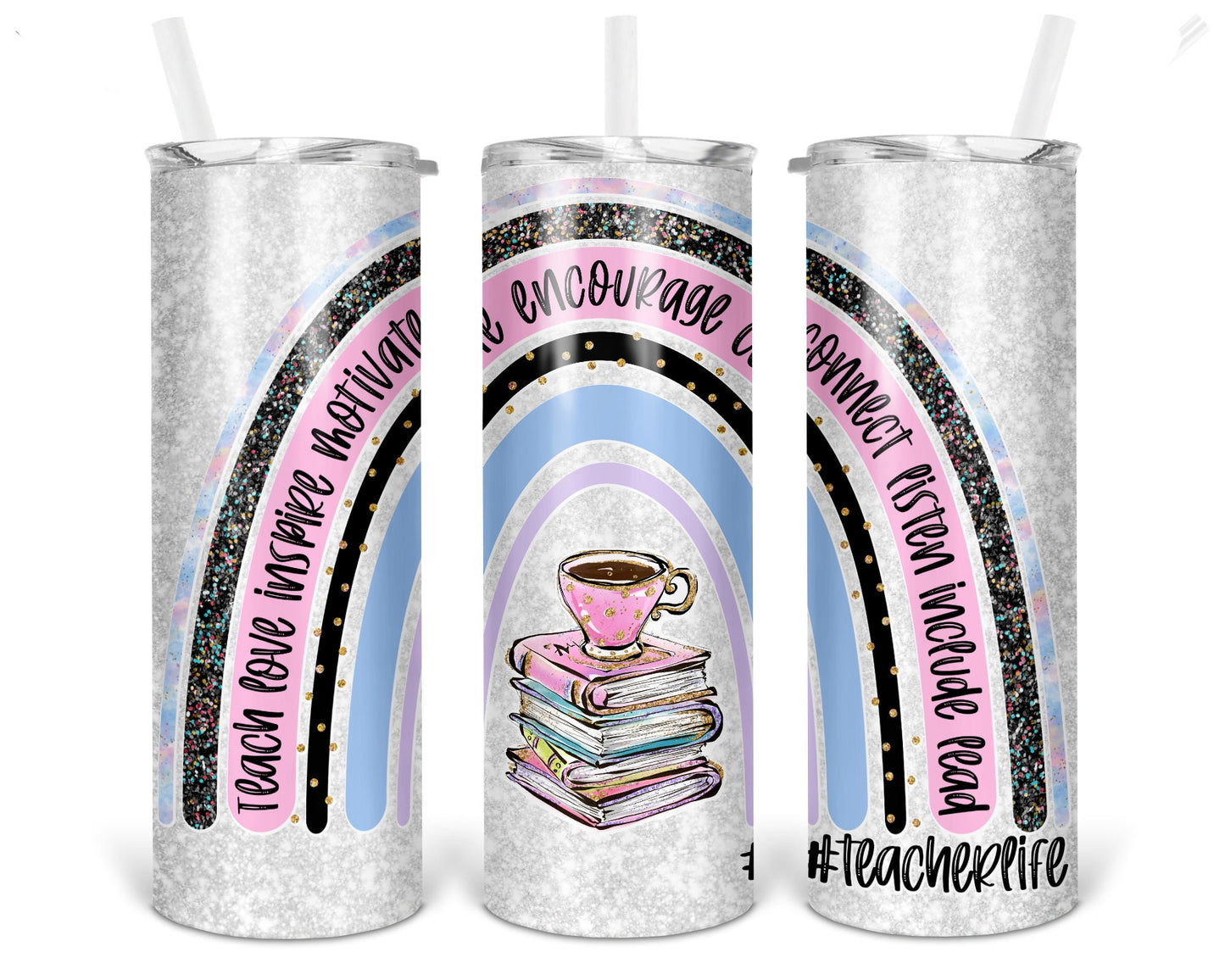 Teacher Pink Rainbow 13 Sublimation Tumbler - e