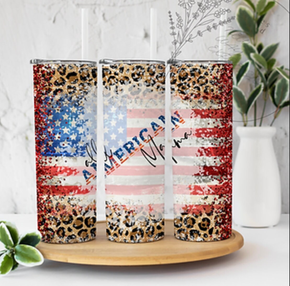 American Mom Cheetah Sublimation Tumbler