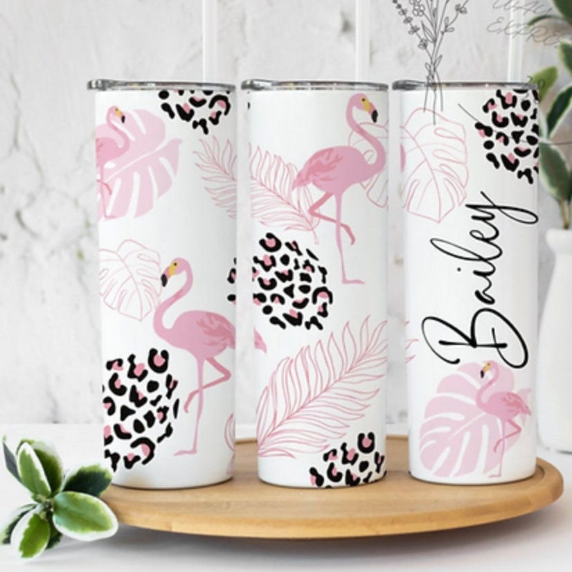 Flamingo and Cheetah Sublimation Tumbler