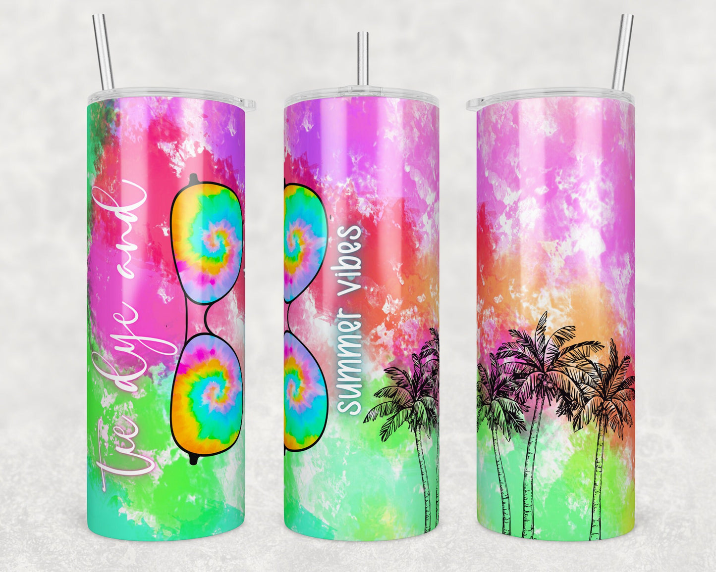 Tie Dye and Summer Vibes Sublimation Tumbler