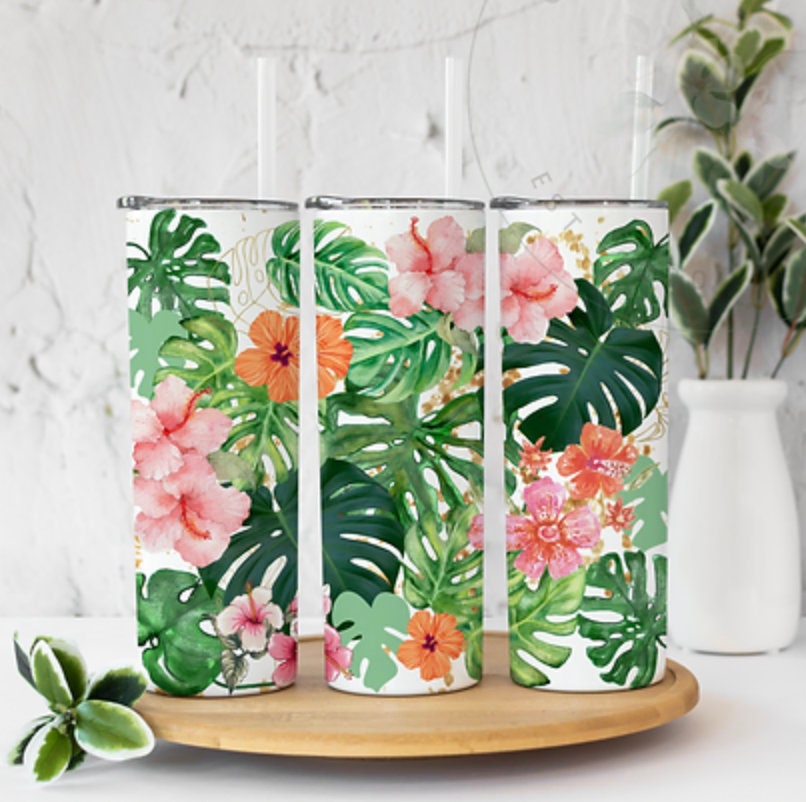 Tropical Flower Sublimation Tumbler