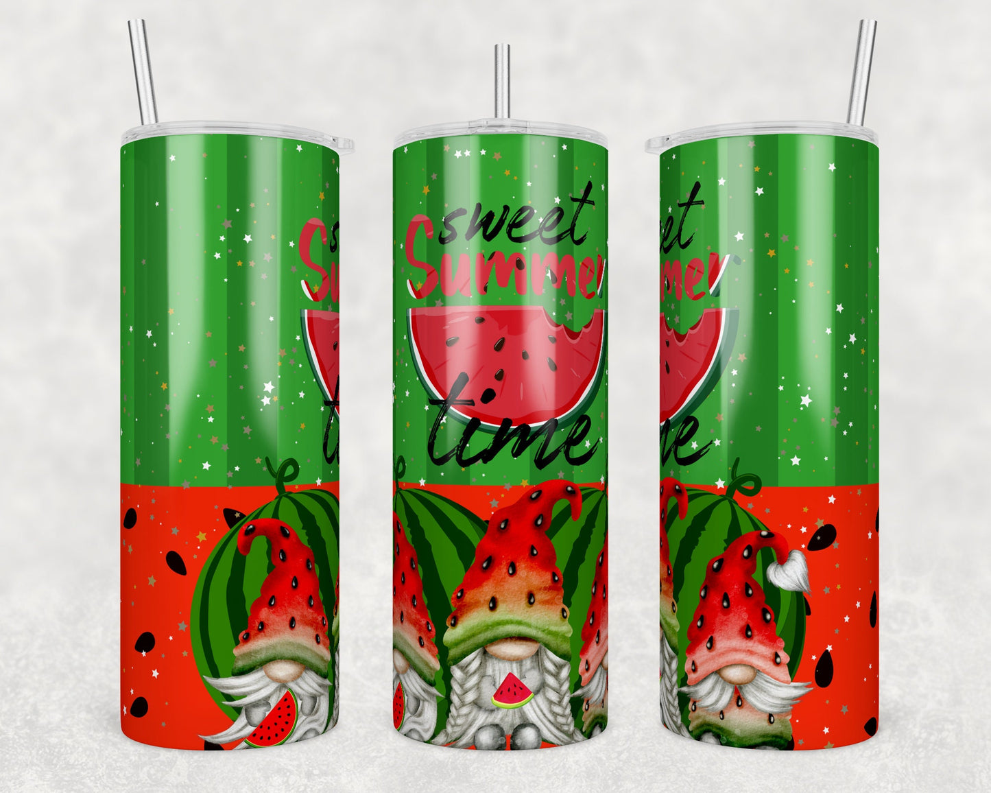 Sweet Summertime Watermelon Gnome Sublimation Tumbler