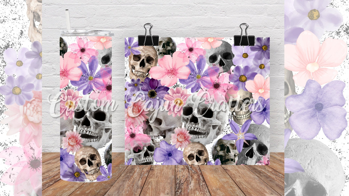 Sugar Skull Purple and Pink Sublimation Tumbler