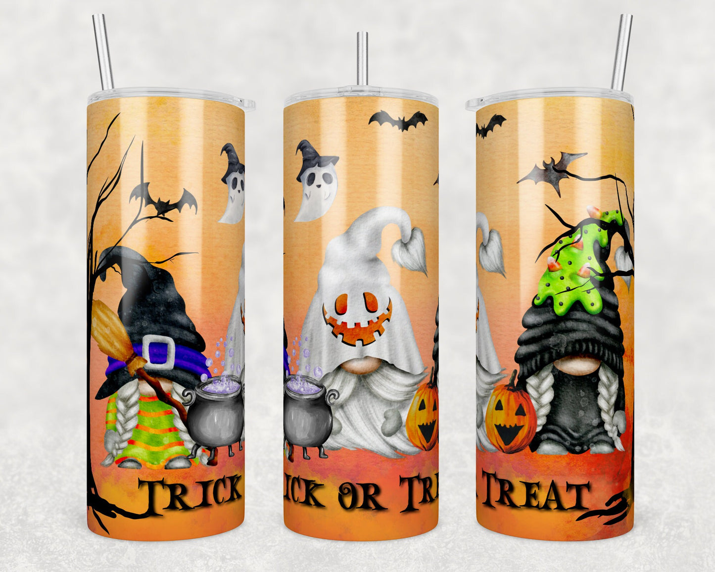 Trick or Treat Gnomes Sublimation Tumbler bdc