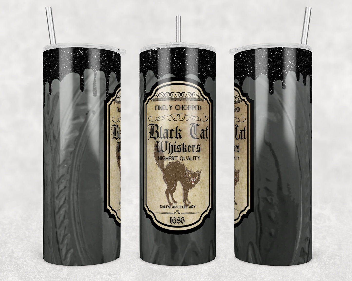 Black Cat Whiskers Sublimation Tumbler bdc