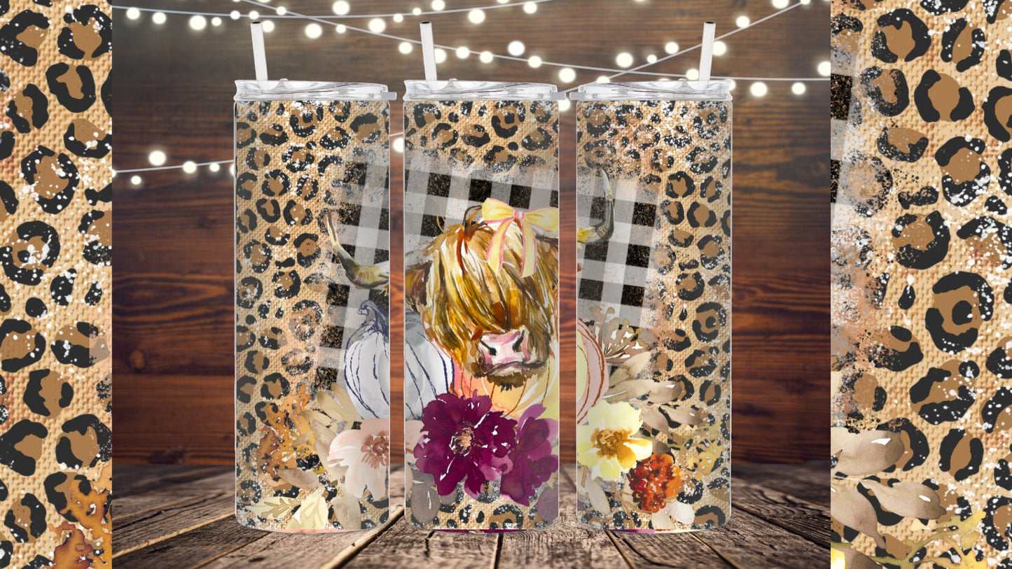 Fall Highland Cow Sublimation Tumbler bdc