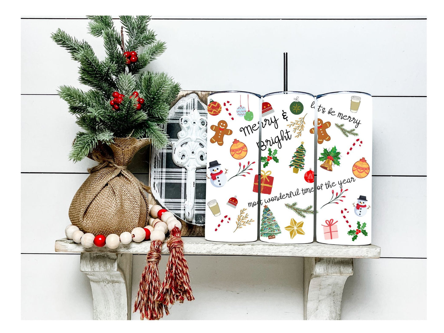Merry and Bright Sublimation Tumbler bdc