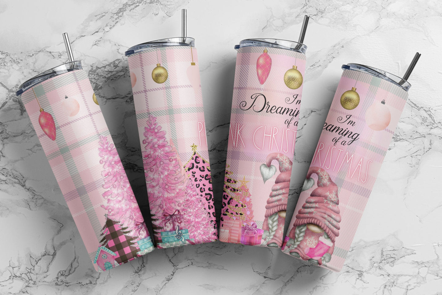 Pink Christmas Sublimation Tumbler bdc