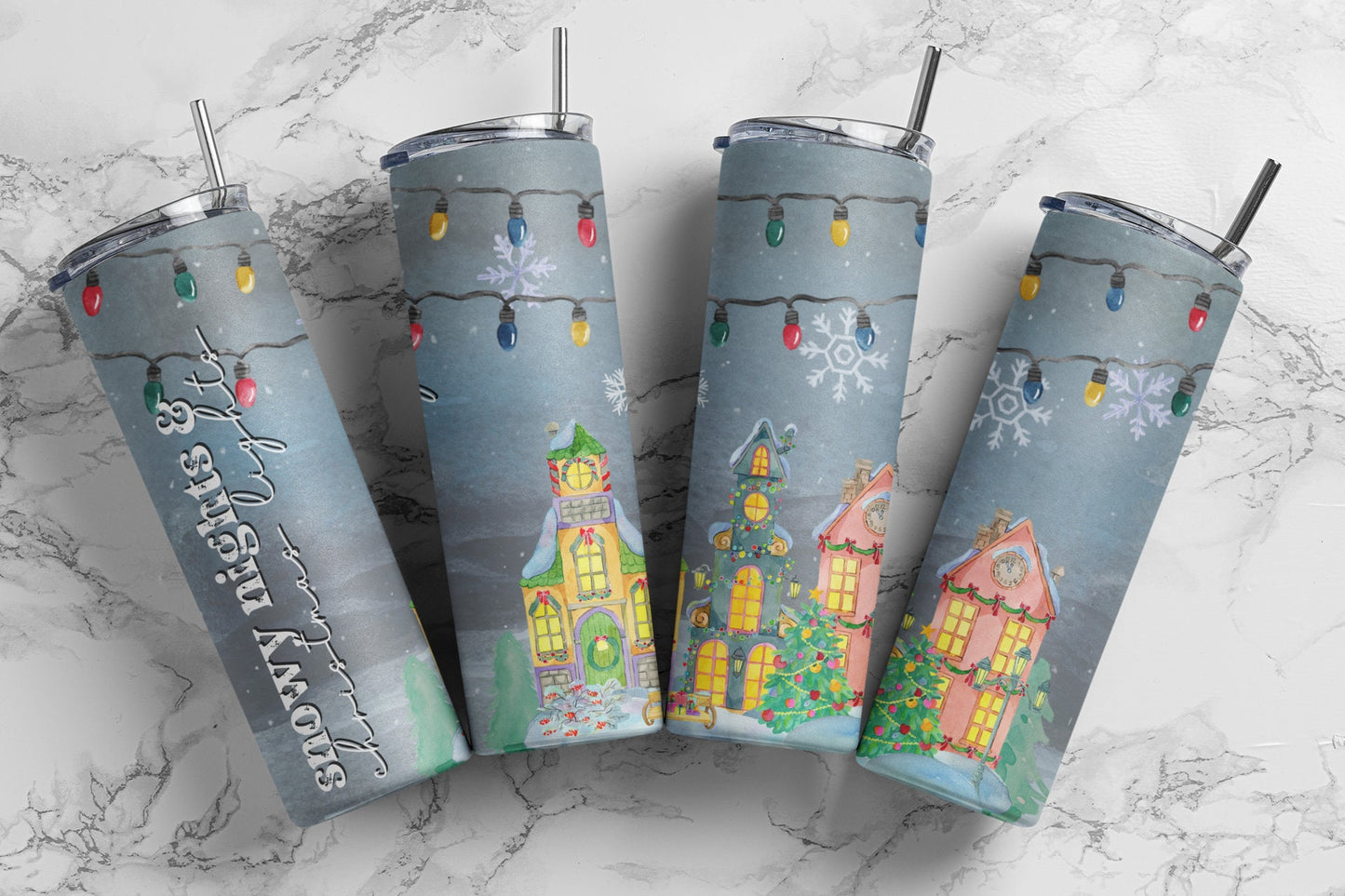 Snowy Night Christmas Sublimation Tumbler bdc