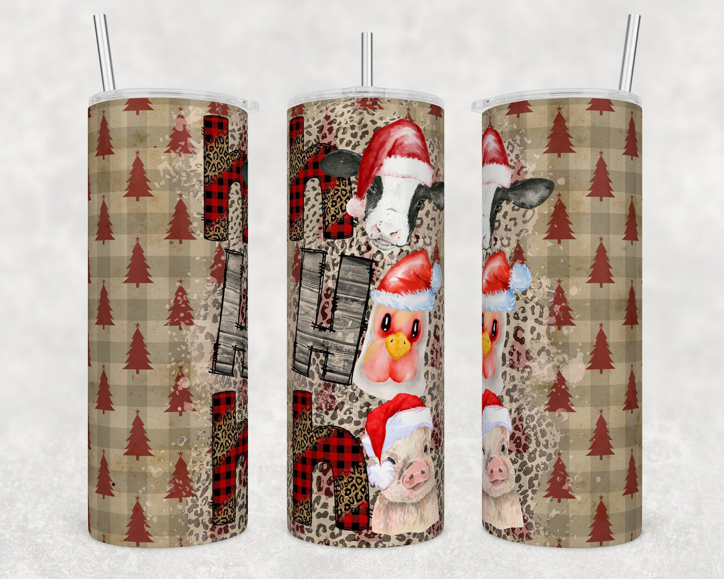 Ho Ho Ho Farm Animals- Christmas Sublimation Tumbler bdc