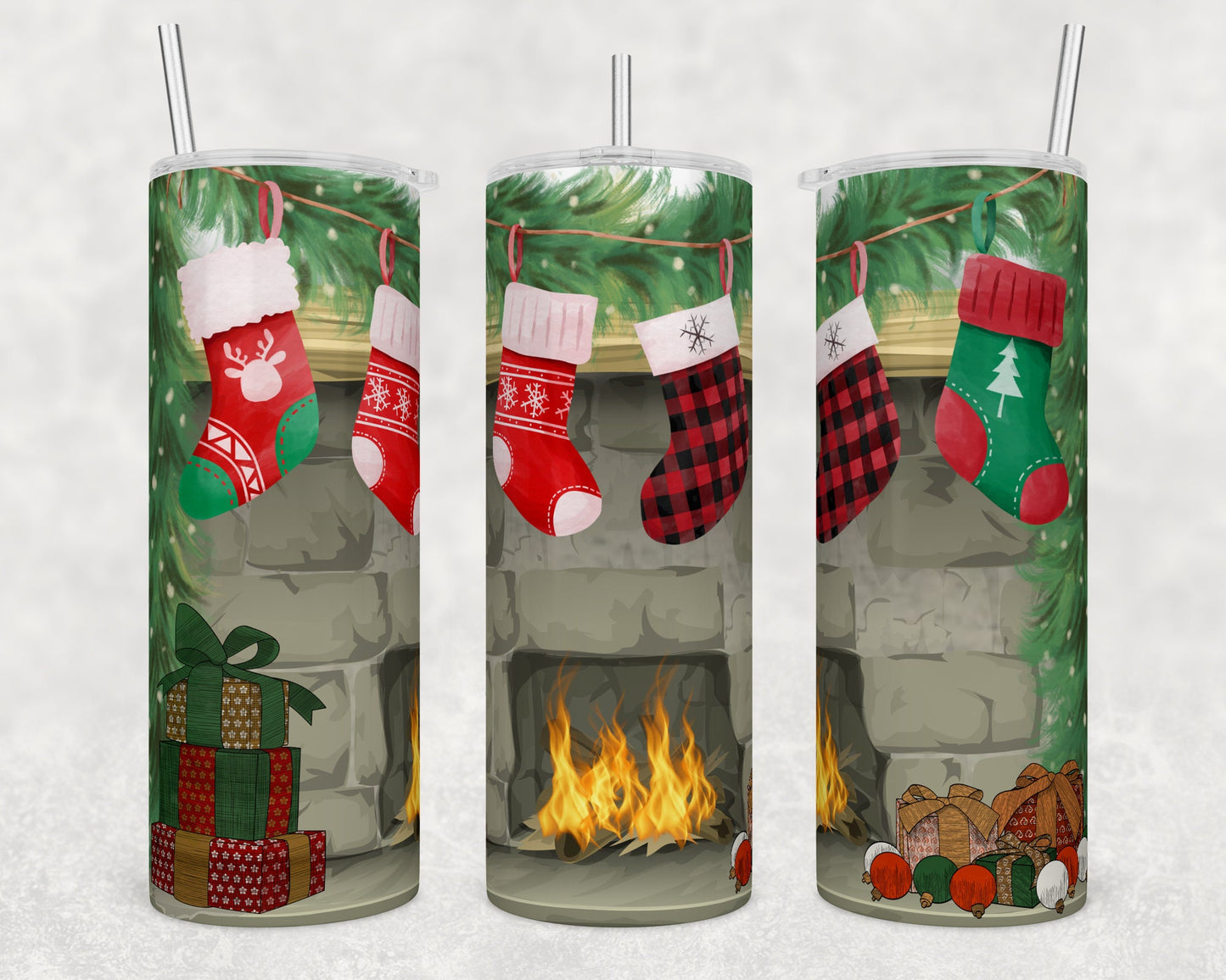 Christmas Fireplace- Christmas Sublimation Tumbler bdc