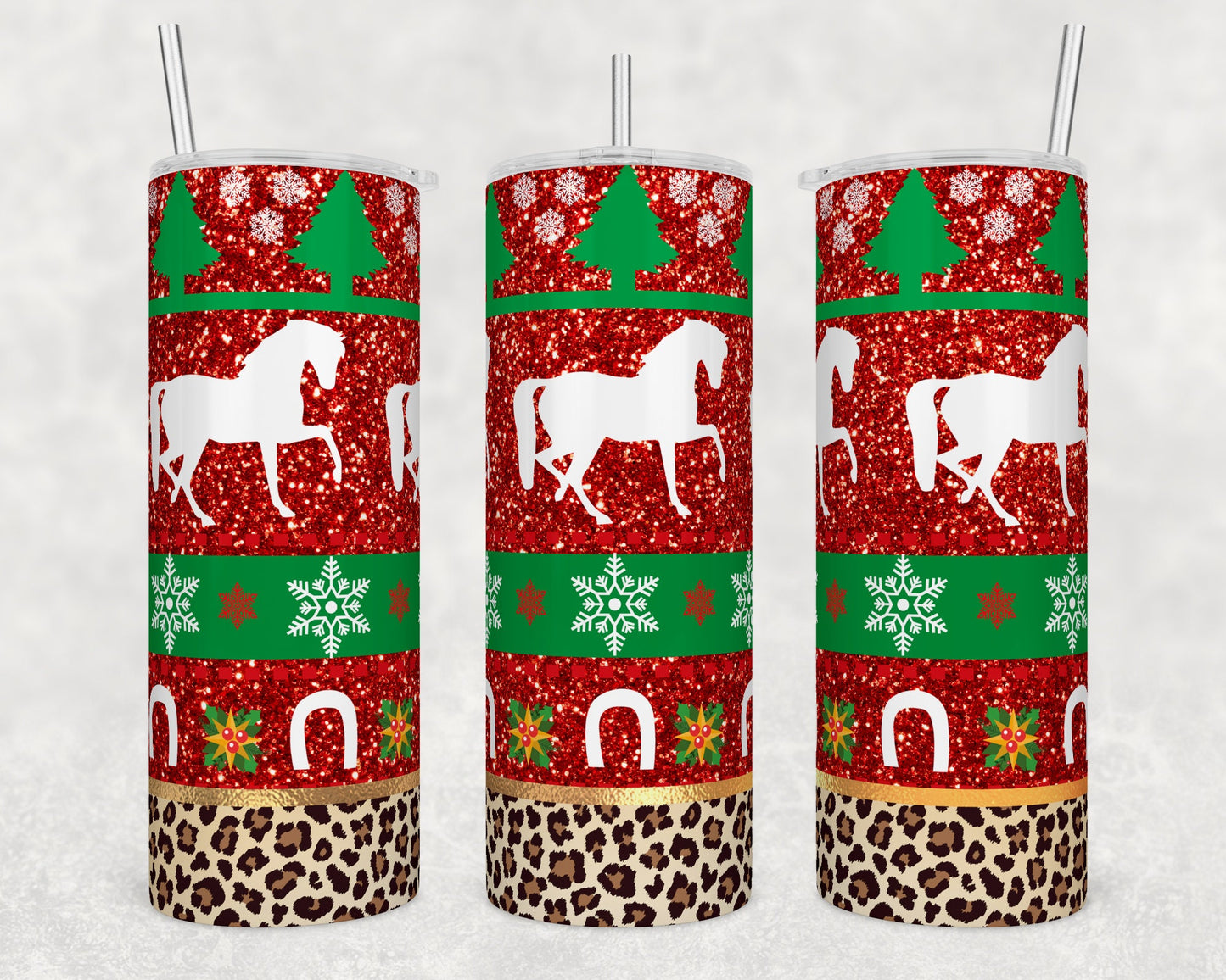 Christmas Horses- Christmas Sublimation Tumbler bdc