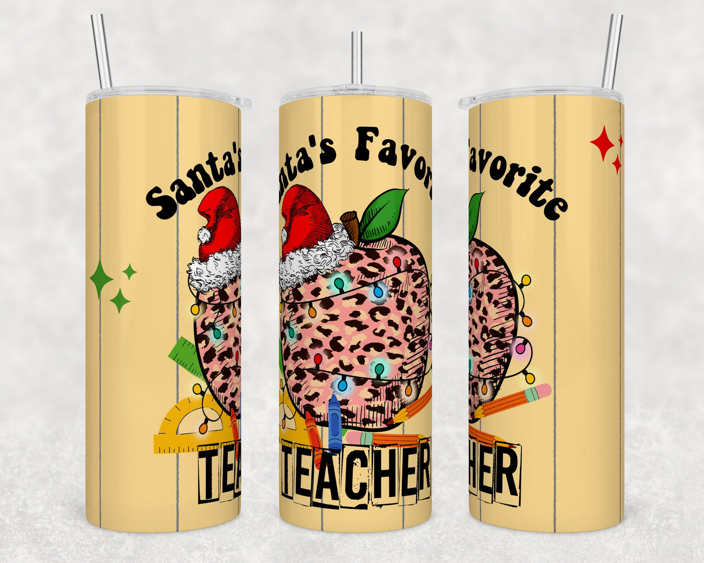 Santa's Favorite Teacher- Christmas Sublimation Tumbler bdc
