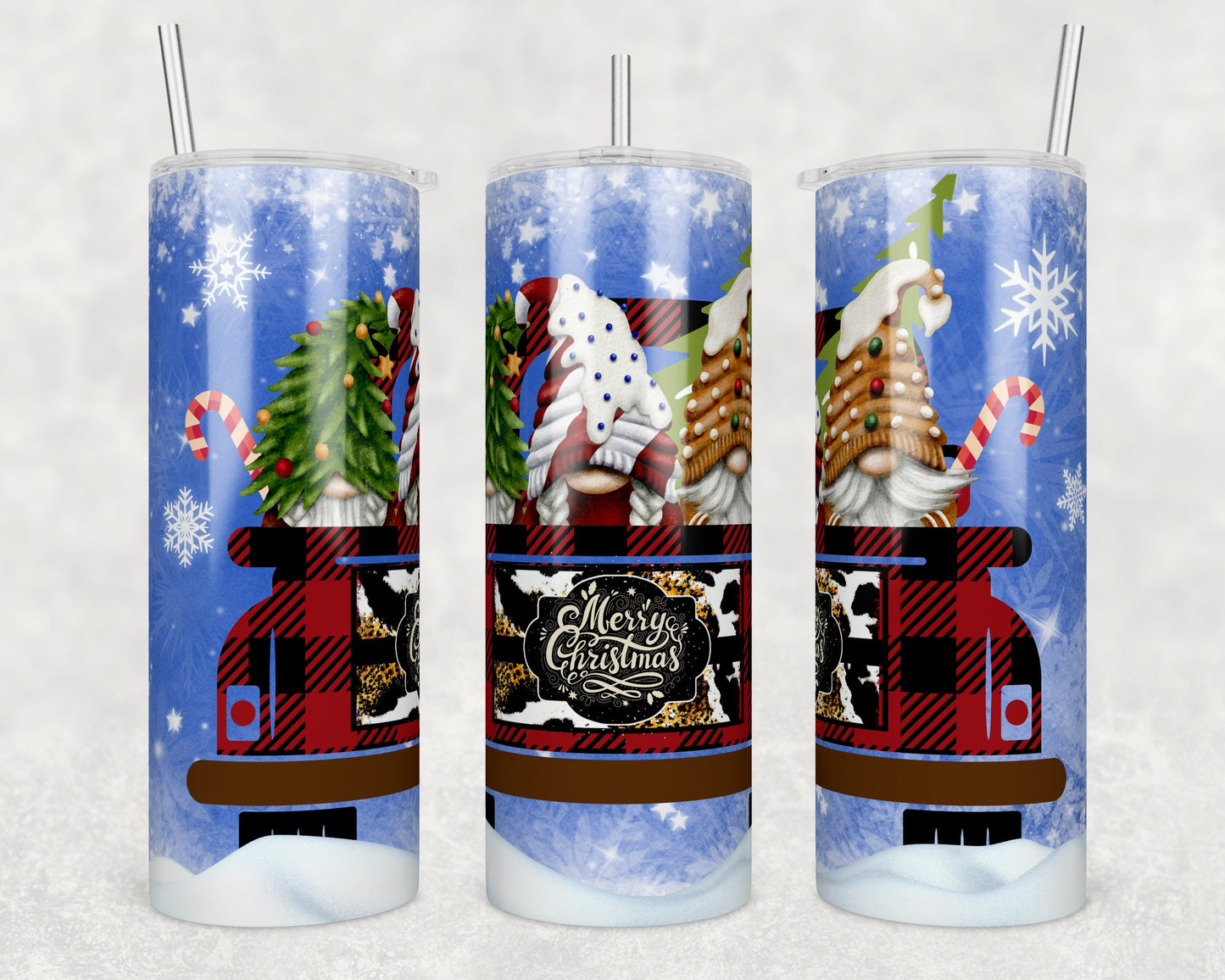 Christmas Gnomes Truck- Christmas Sublimation Tumbler bdc
