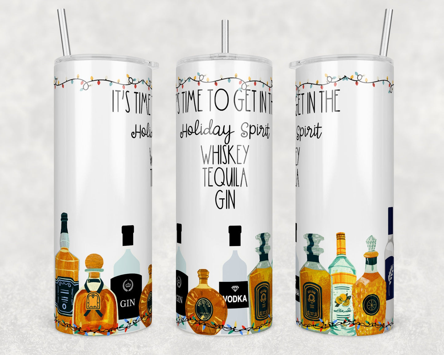 Holiday Spirit Get Lit- Christmas Sublimation Tumbler bdc