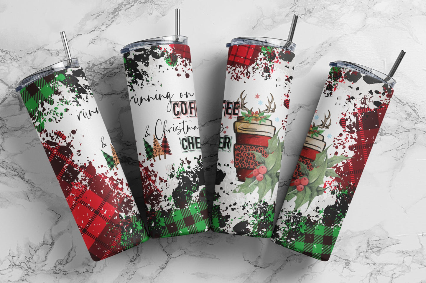 Running on Coffee and Christmas Cheer- Christmas Sublimation Tumbler bdc