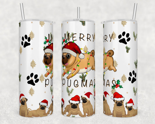 Merry Pugmas- Christmas Sublimation Tumbler bdc