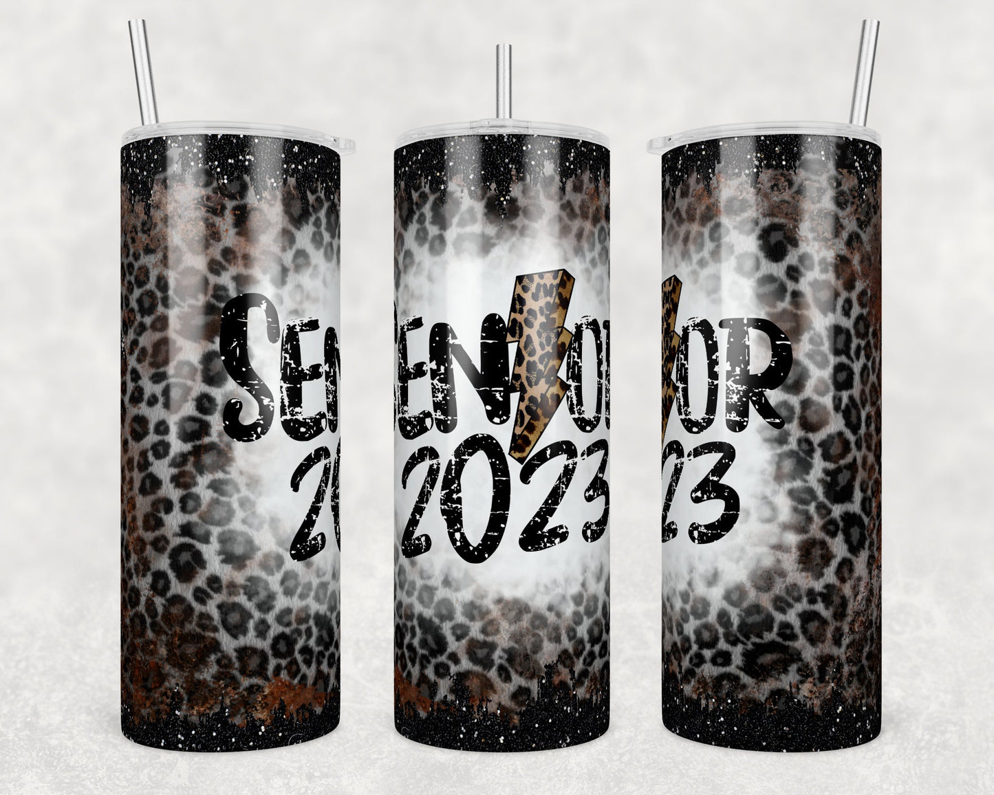 Senior 2023 Leopard Bolt -Sublimation Tumbler bdc