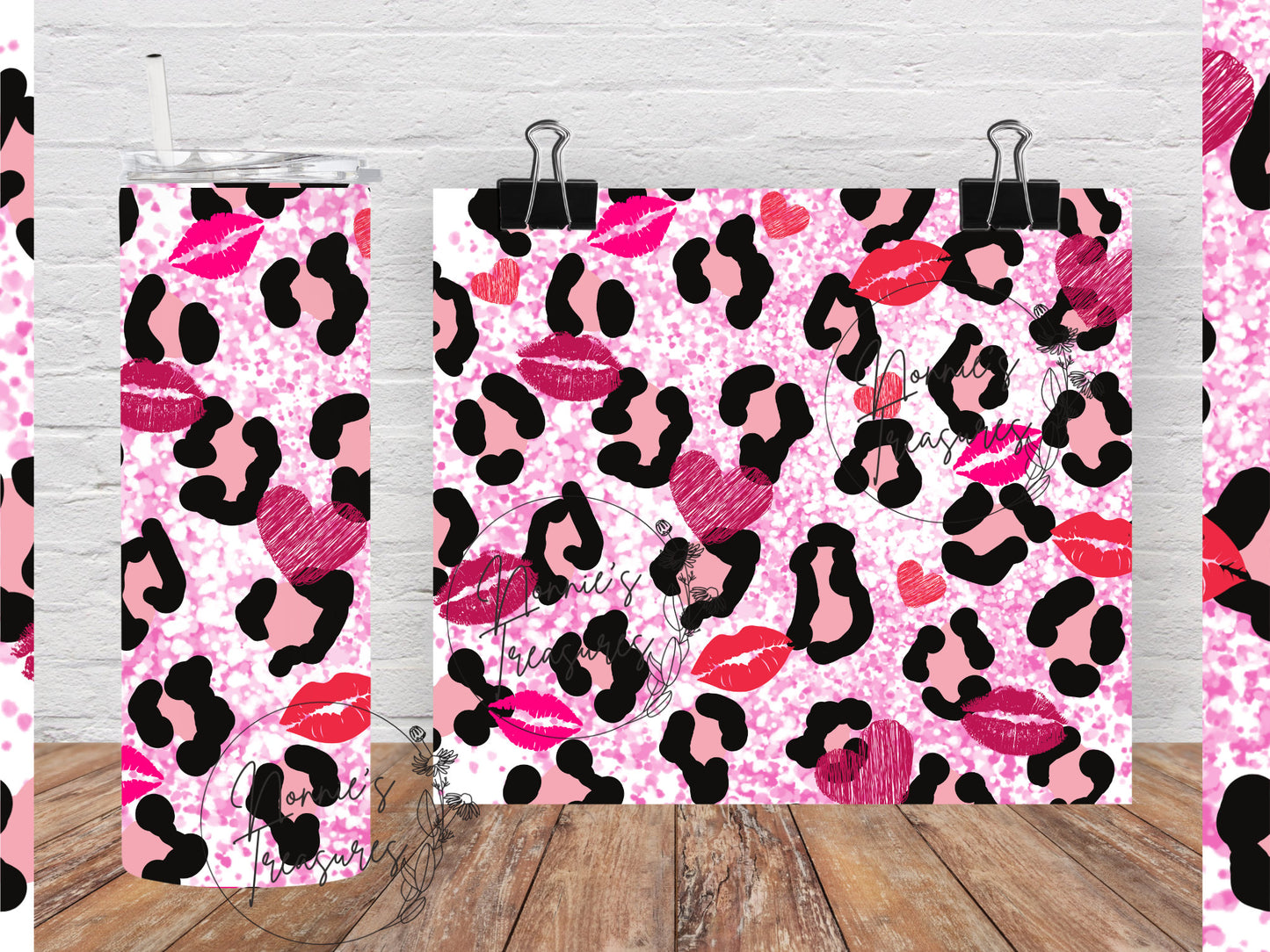 Valentine Love Leopard Lips 20 ounce Sublimation Tumbler btd
