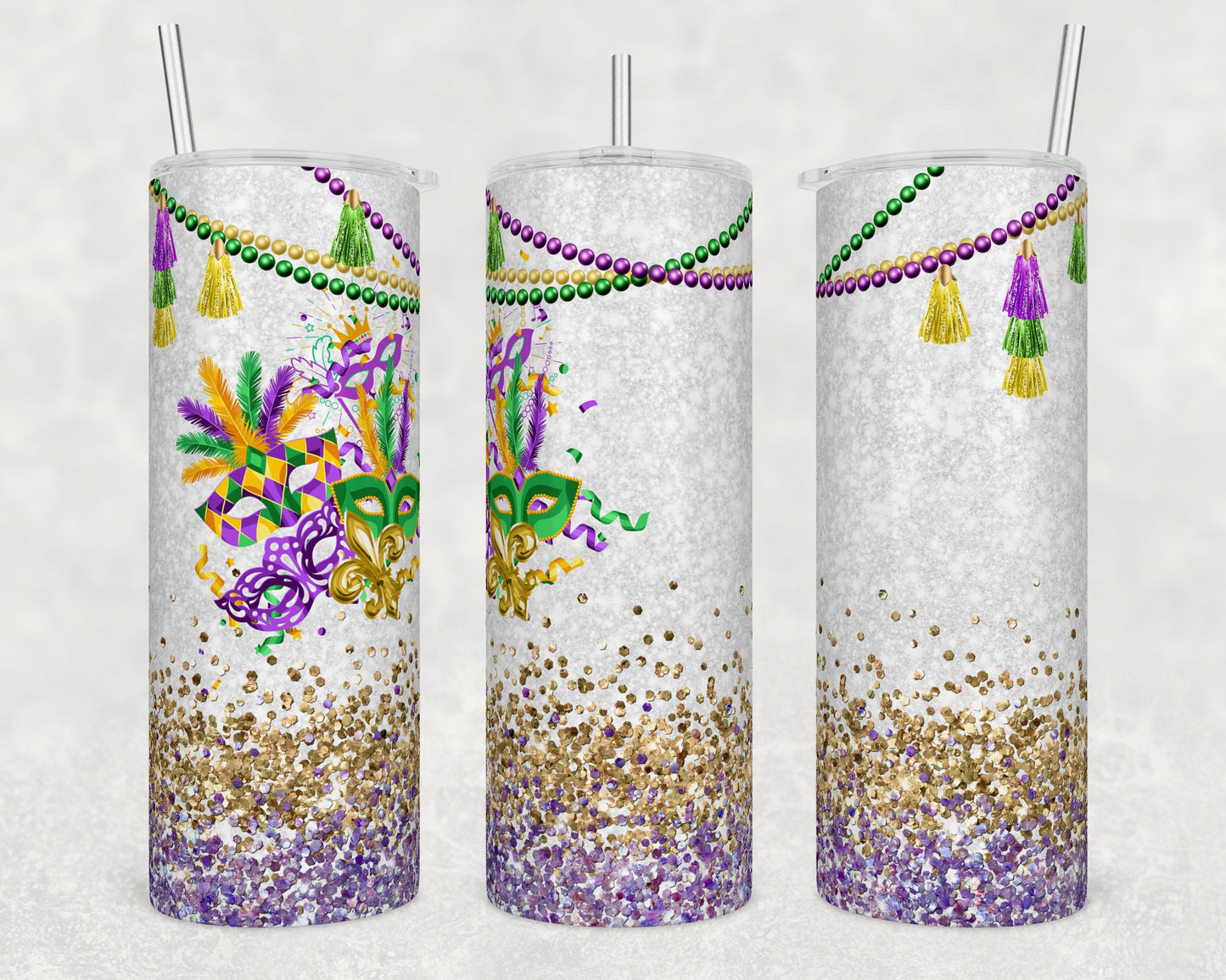 Mardi Gras-1 20 ounce Sublimation Tumbler btd