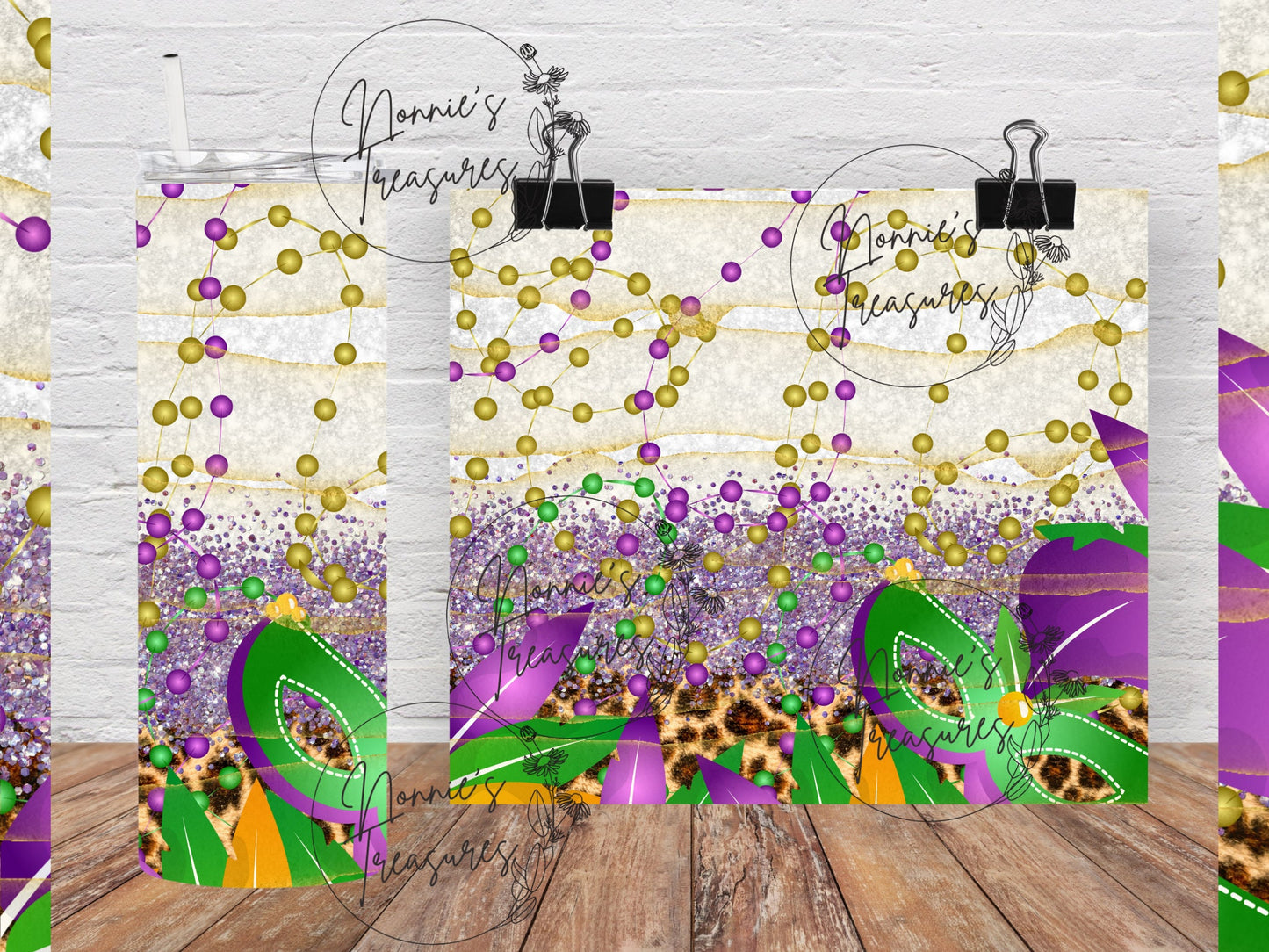 Mardi Gras-2 ONE 20 ounce Sublimation Tumbler btd