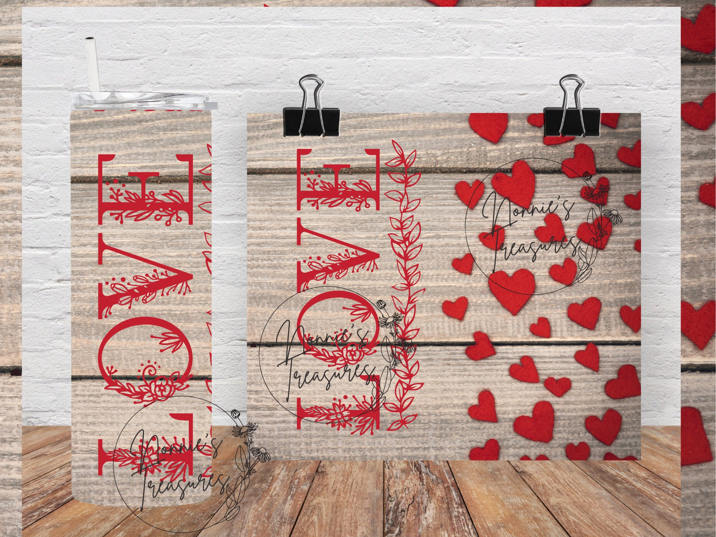Valentine Love on Wood look 20 ounce Sublimation Tumbler btd