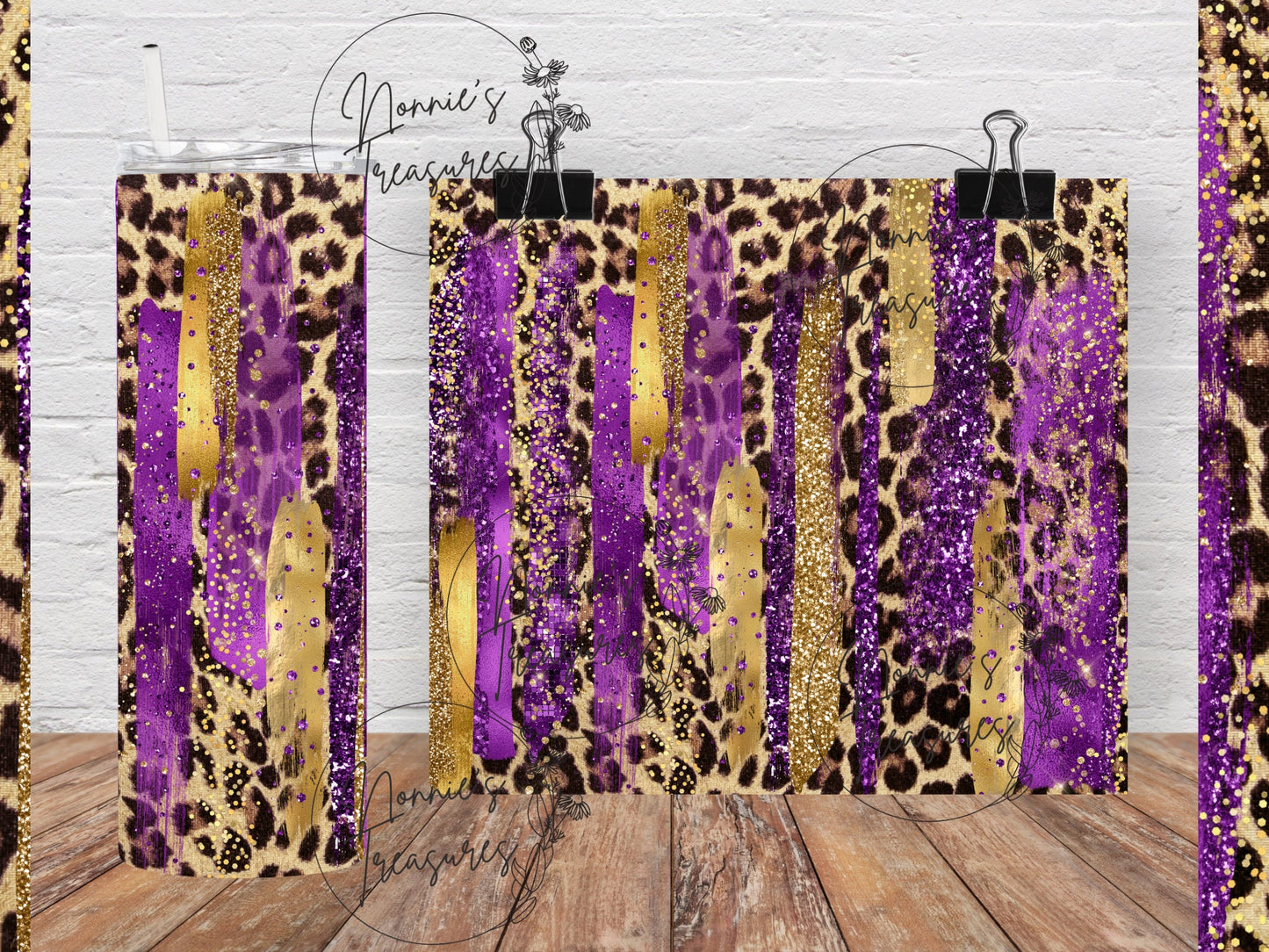 Mardi Gras-Purple Gold Brush Strokes ONE 20 ounce Sublimation Tumbler btd