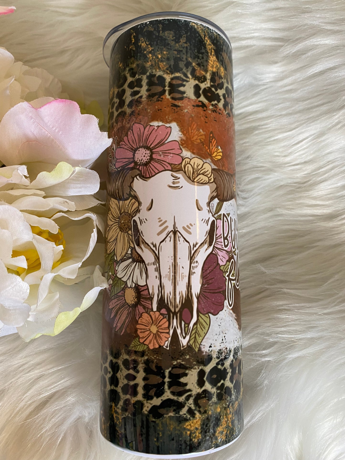 I Can Buy Myself Flowers Cow Skull Sublimation Tumbler