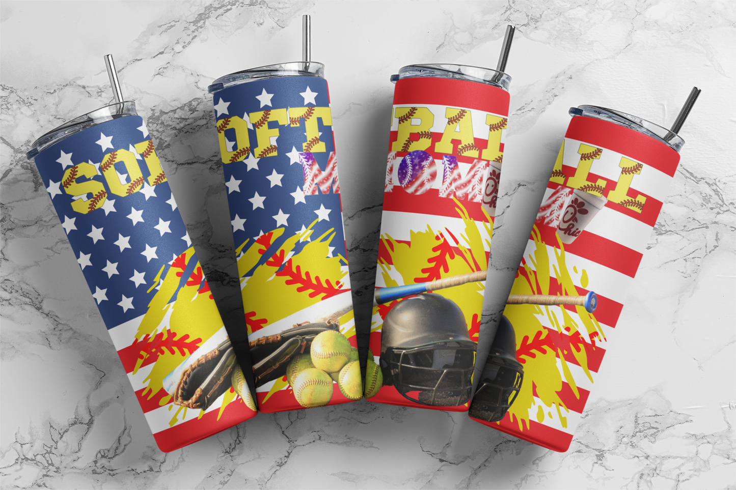 Softball Mom 2 Flag 20 ounce Sublimation Tumbler BTD