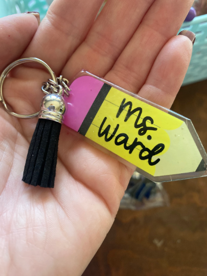 Teacher Pencil Keychain Personalized